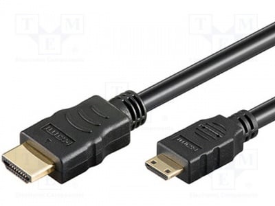 Кабел HDMI-HDMI MC.1910.1112.030BK Кабел; HDMI 1.4; HDMI mini щепсел, HDMI щепсел; 3m; черен
